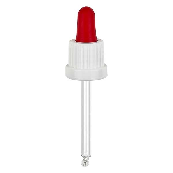 Glas-Tropfpipette weiss/rot 18mm PL66 OV