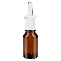 Braunglasflasche 15ml mit Nasenzerstäuber weiss Braunglasflasche 15ml mit Nasenzerstäuber weiss