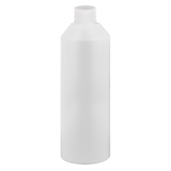 Zylinderflasche HDPE 250ml weiss, S20x3 mit weissem SV