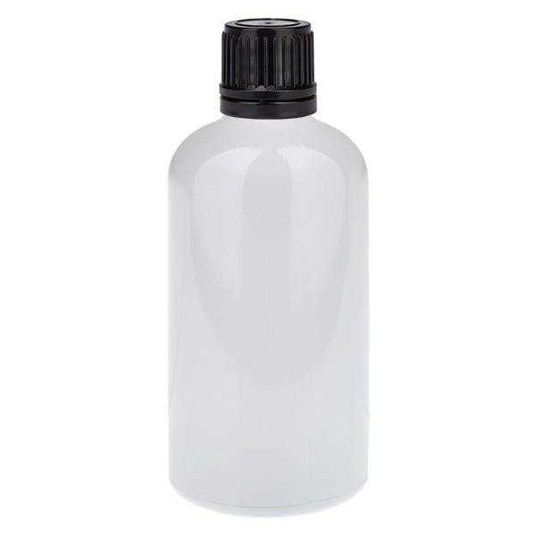 100ml Flasche 11mm SV schwarz OV WhiteL. UT18/100