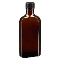 150 ml braune Meplatflasche mit DIN 22 Mündung, inklusive Schraubverschluss DIN 22 schwarz aus LKD 150 ml braune Meplatflasche mit DIN 22 Mündung, inklusive Schraubverschluss DIN 22 schwarz aus LKD