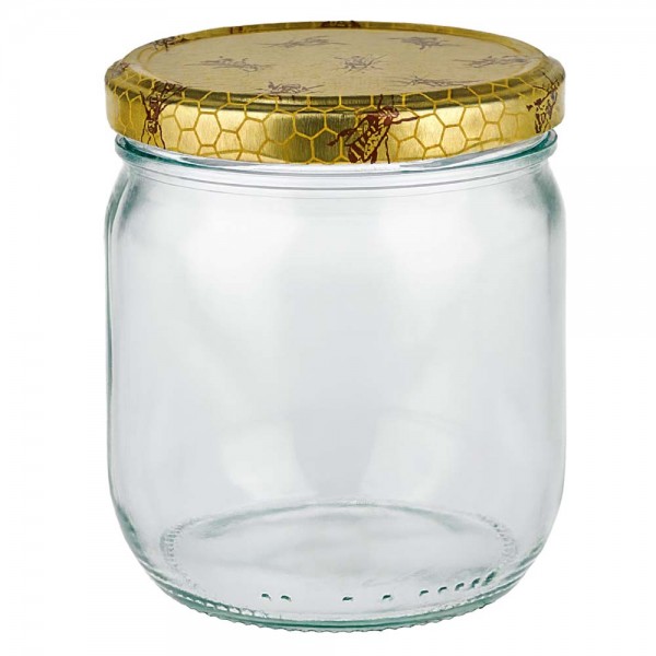500g Honigglas mit Bienenwabe Deckel BasicSeal UNiTWIST