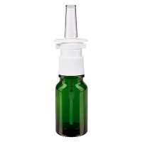 Grünglasflasche 10ml mit Nasenzerstäuber weiss Grünglasflasche 10ml mit Nasenzerstäuber weiss
