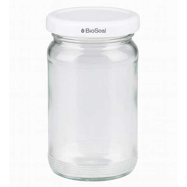 110ml Rundglas mit BioSeal Deckel weiss UNiTWIST