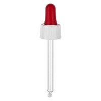 Glas-Tropfpipette weiss/rot 18mm PL66 St Glas-Tropfpipette weiss/rot 18mm PL66 St