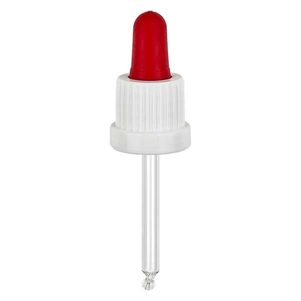 Glas-Tropfpipette weiss/rot 18mm PL53.5 OV