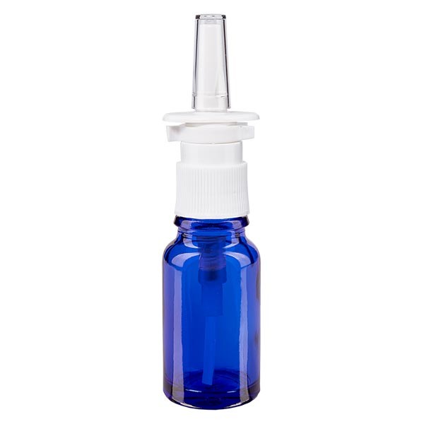 Blauglasflasche 10ml mit Nasenzerstäuber weiss