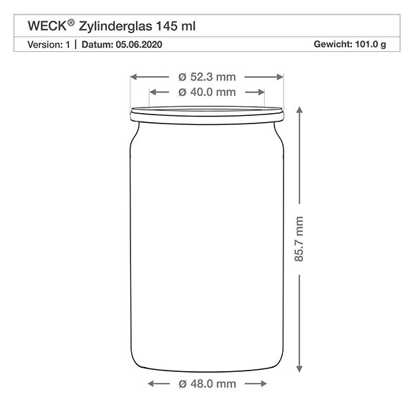 WECK-Zylinderglas 145ml mit Deckel