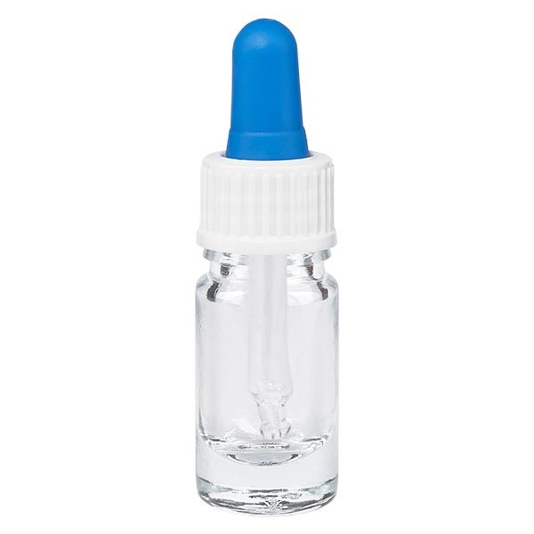 Apothekenflasche klar 5ml Pipette weiss/blau Standard