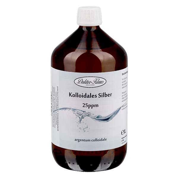 1000 ml Kolloidales Silber Doktor-Klaus, 25ppm, zum Nachfüllen, in brauner PET Flasche