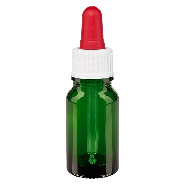 Pipettenflasche grün 10ml, Pipette weiss/rot St