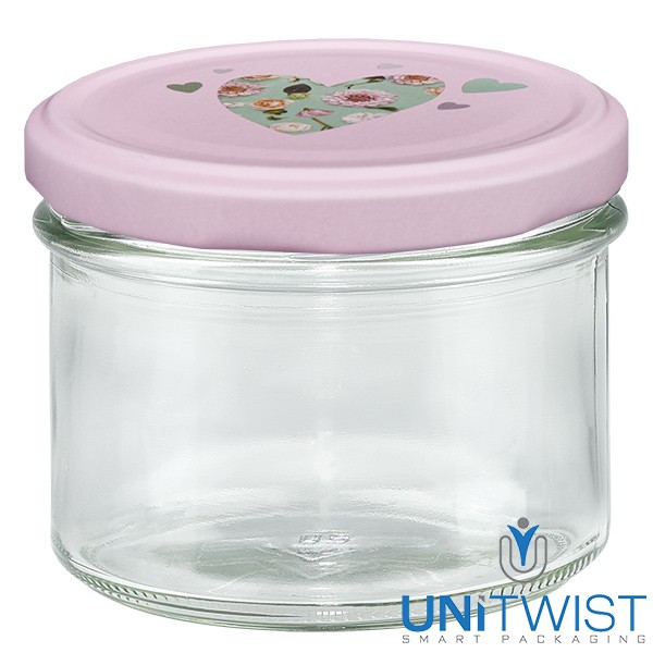 225ml Sturzglas + BasicSeal Deckel Herz rosa UNiTWIST®