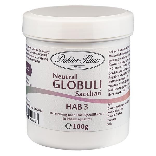 100g Neutral Globuli HAB3 aus 100% reiner Saccharose