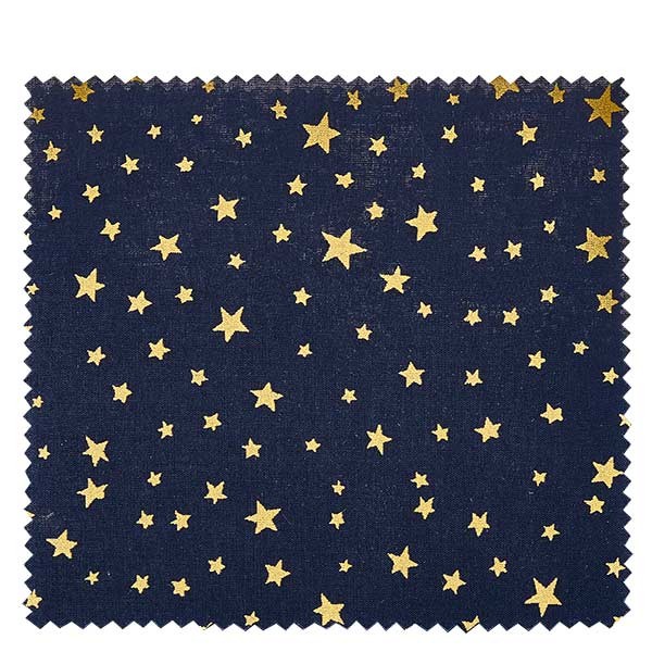 1 x Stoffdeckchen 150x150mm Dunkelblau mit goldenen Sternen für Deckel Durchmesser 43-100mm