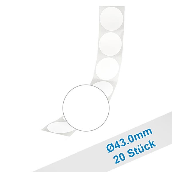 20er Pack Etiketten 43.0mm zum Beschriften, rund