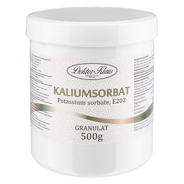 500g Kaliumsorbat, in Dose mit weißem Schraubdeckel