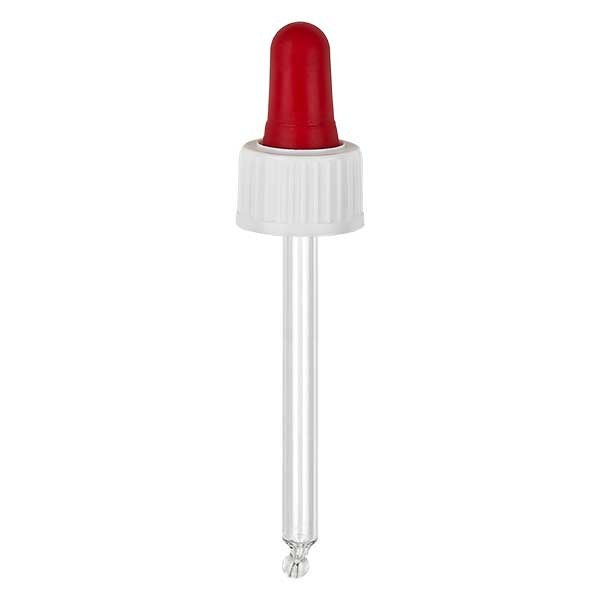 Glas-Tropfpipette weiss/rot 18mm PL66 St