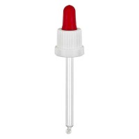 Glas-Tropfpipette weiss/rot 18mm PL78 OV Glas-Tropfpipette weiss/rot 18mm PL78 OV
