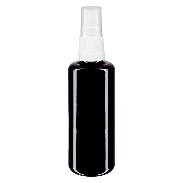 Violettglasflasche 50ml mit Pumpzerstäuber weiss