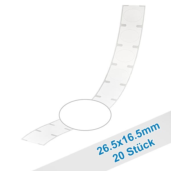 20er Pack Etiketten 26.5x16.5mm zum Beschriften, oval