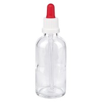 Pipettenflasche klar 50ml, Pipette weiss/rot OV Pipettenflasche klar 50ml, Pipette weiss/rot OV