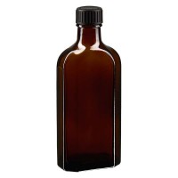 150 ml braune Meplatflasche mit DIN 22 Mündung, inklusive Schraubverschluss DIN 22 schwarz aus EPE 150 ml braune Meplatflasche mit DIN 22 Mündung, inklusive Schraubverschluss DIN 22 schwarz aus EPE