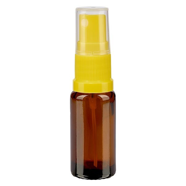 Braunglasflasche 10ml mit Pumpzerstäuber gelb