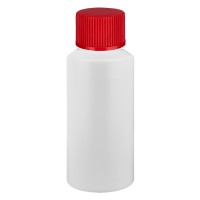 PET Zylinderflasche 30ml weiss, S20x3 mit rotem SV PET Zylinderflasche 30ml weiss, S20x3 mit rotem SV