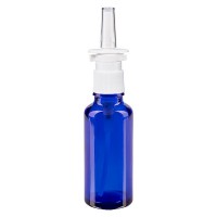 Blauglasflasche 30ml mit Nasenzerstäuber weiss Blauglasflasche 30ml mit Nasenzerstäuber weiss