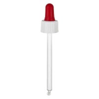 Glas-Tropfpipette weiss/rot 18mm PL85 St Glas-Tropfpipette weiss/rot 18mm PL85 St