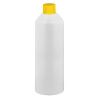 Zylinderflasche HDPE 250ml weiss, S20x3 mit gelbem SV Zylinderflasche HDPE 250ml weiss, S20x3 mit gelbem SV
