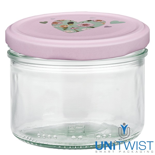 230ml Zylinderglas + BasicSeal Deckel Herz rosa