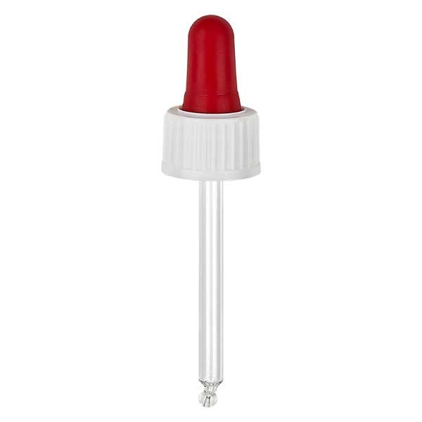 Glas-Tropfpipette weiss/rot 18mm PL53.5 St