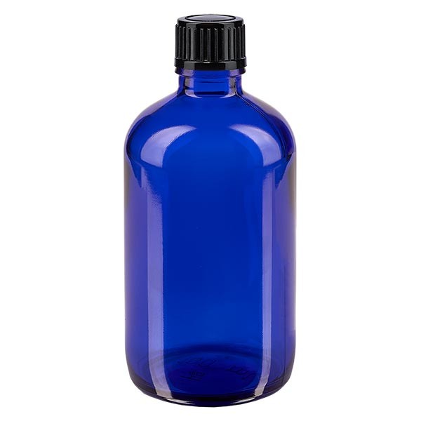 Apothekenfl. blau 100ml Schraubv. schwarz St