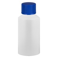 PET Zylinderflasche 50ml weiss, S20x3 mit blauem SV PET Zylinderflasche 50ml weiss, S20x3 mit blauem SV