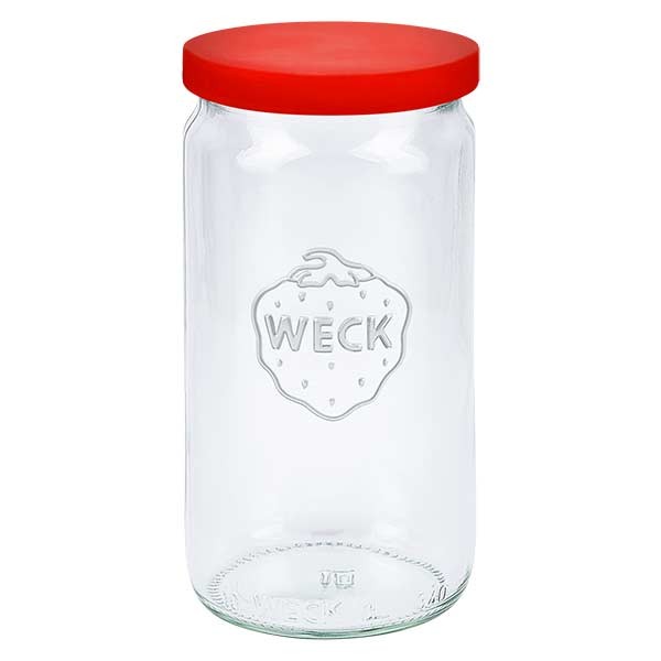 340ml Zylinderglas WECK RR60 mit Silikond. rot