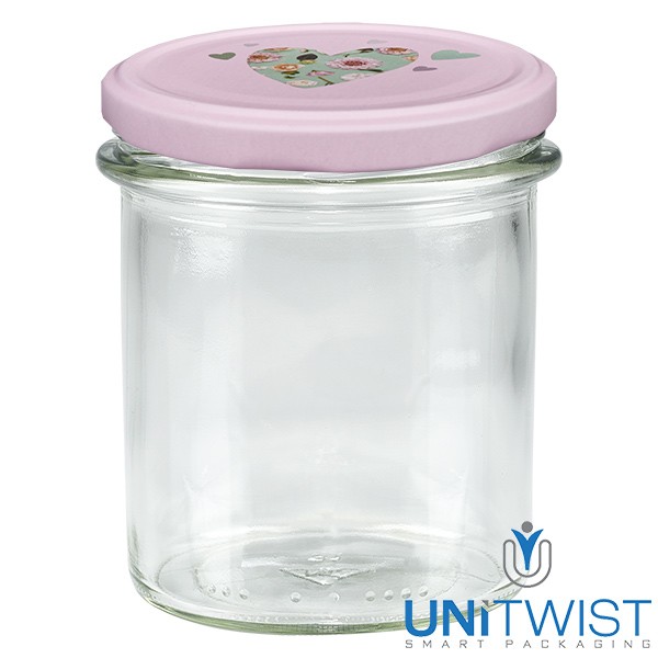 350ml Sturzglas + BasicSeal Deckel Herz rosa UNiTWIST®