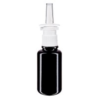 Violettglasflasche 20ml mit Nasenzerstäuber weiss Violettglasflasche 20ml mit Nasenzerstäuber weiss