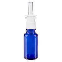 Blauglasflasche 20ml mit Nasenzerstäuber weiss Blauglasflasche 20ml mit Nasenzerstäuber weiss