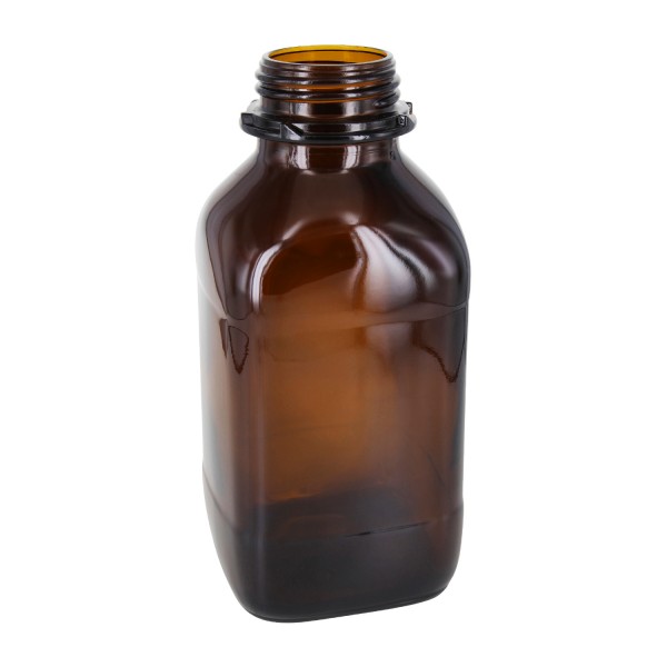 1000 ml quadratische Weithalsflasche (Chemikalienflasche) Braunglas mit DIN54 (Raster Kranz) Mündung