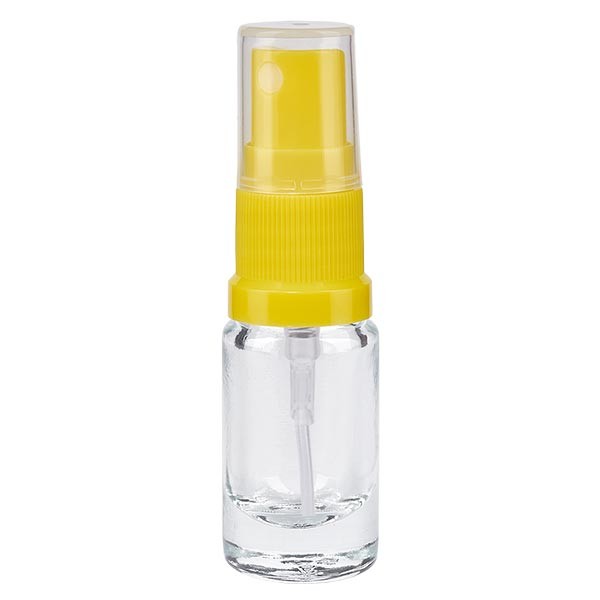 Apothekenflaschen klar 5ml Sprayaufsatz gelb Standard