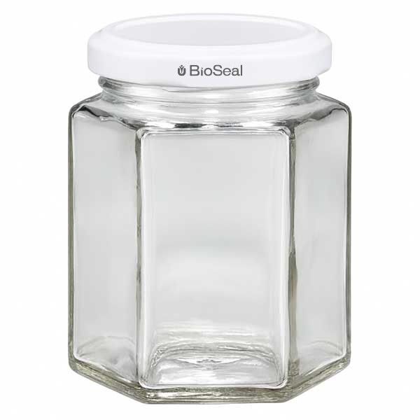 196ml Hexaglas mit BioSeal Deckel weiss UNiTWIST
