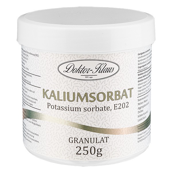 250g Kaliumsorbat, in Dose mit weißem Schraubdeckel