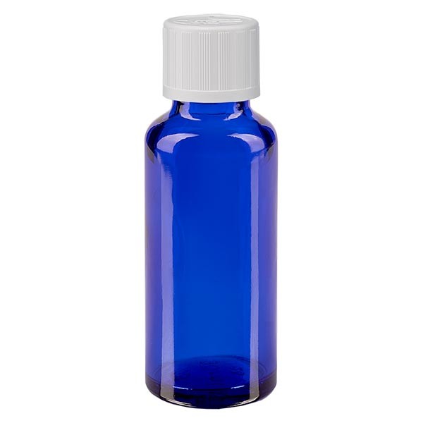 Apothekenfl. blau 30ml Schraubv. weiss KiSi St