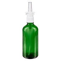 Grünglasflasche 100ml mit Nasenzerstäuber weiss Grünglasflasche 100ml mit Nasenzerstäuber weiss