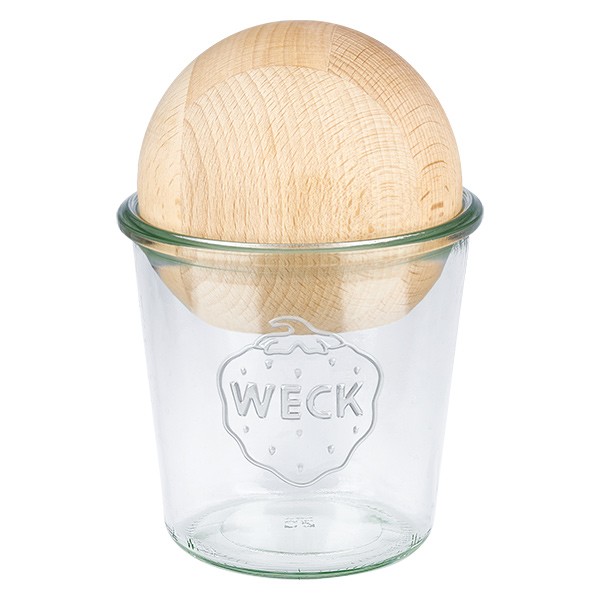580ml Sturzglas WECK RR100 mit Holzkugel Buche