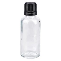 Apothekenflasche klar 30ml Schraubverschluss schw. Giessr. OV Apothekenflasche klar 30ml Schraubverschluss schw. Giessr. OV