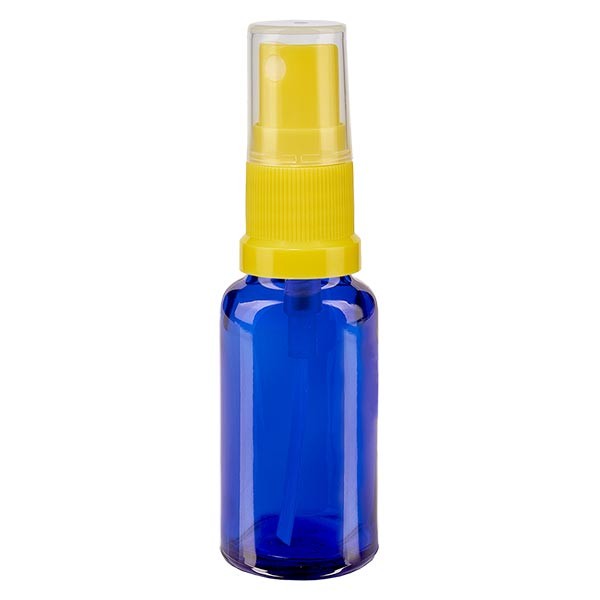 Blauglasflasche 20ml mit Pumpzerstäuber gelb