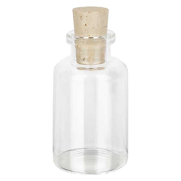 Injektionsflasche Klarglas 30ml mit Korken 11/14mm