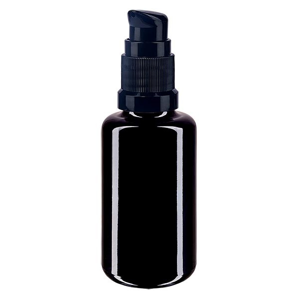 Violettglasflasche 30ml mit Pumpverschluss schwarz